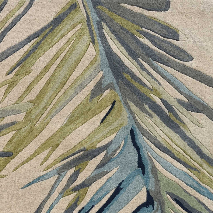 8' Hand Tufted Tropical Palms Round Indoor Area Rug - Ivory