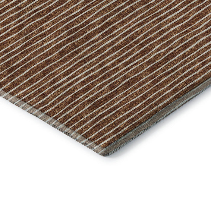 8' X 10' Striped Washable Area Rug With UV Protection (645203) - Rust / Ivory