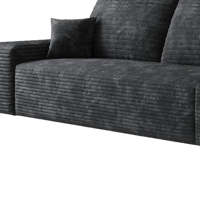 135" Corduroy Modular Compression Foam Sofa With Toss Pillows - Black
