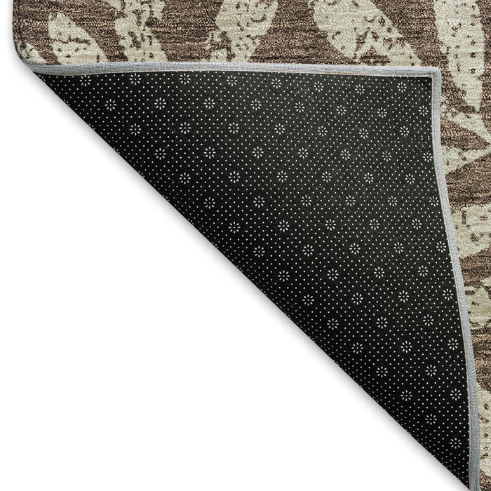 10' X 14' Floral Washable Area Rug With UV Protection (671438) - Brown / Beige