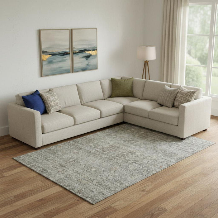 10' X 14' Geometric Washable Area Rug With UV Protection (700763) - Taupe / Beige