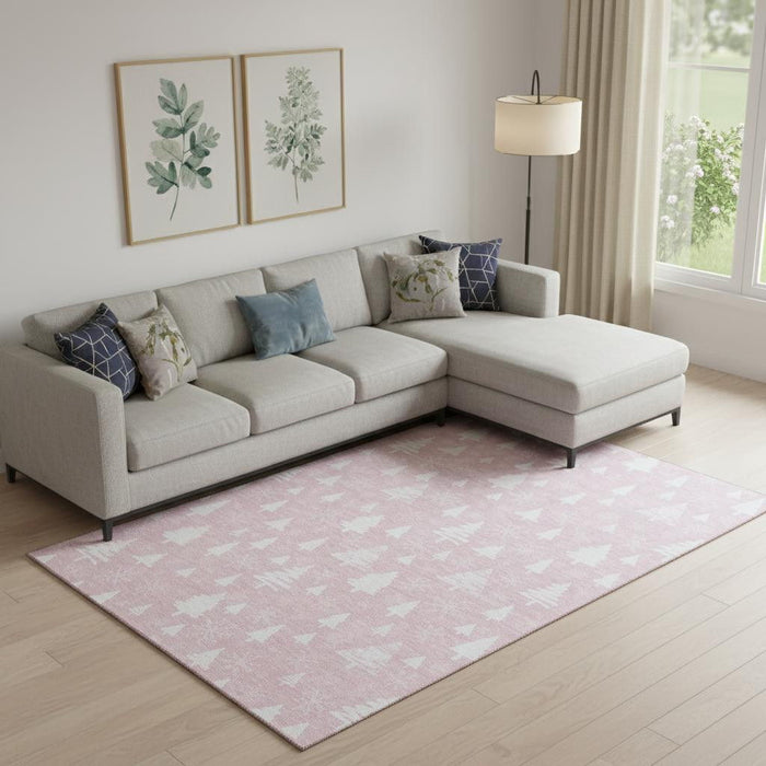 10' X 14' Abstract Geometric Washable Area Rug With UV Protection (701852) - Pink / Ivory