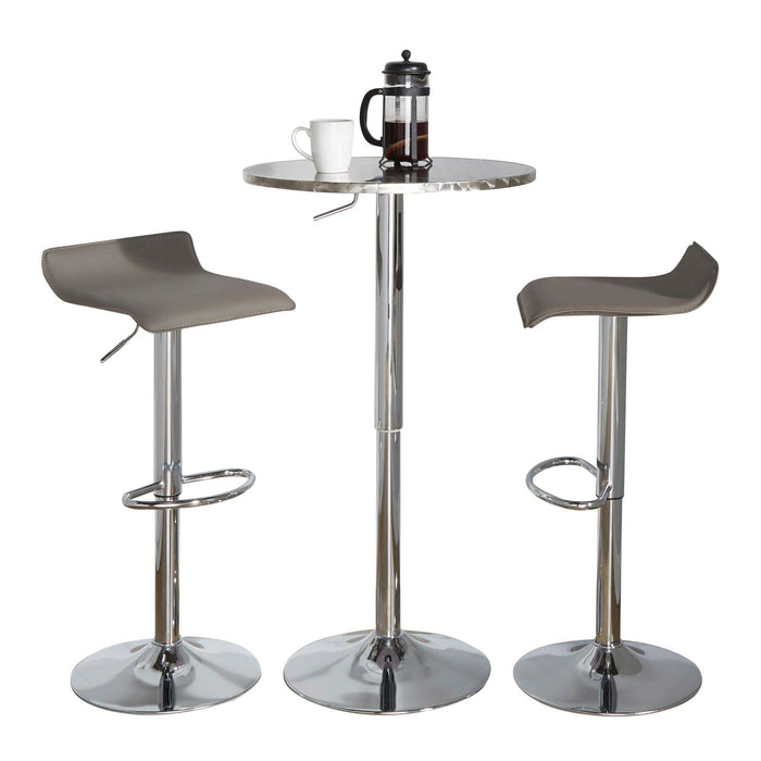 Bistro - Round Ale 3 Piece Bar Set - Chrome Metal
