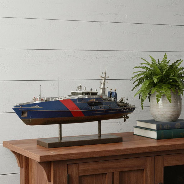 Hand Painted Model Boat (624595) - Blue / Dark Brown