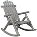 Giga durable wooden porch rocker made of fir logs, outdoor rocking chair with curved armrests and slatted seat for relaxing outdoor use.