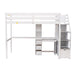 Giga loft bed with standalone bed, storage staircase, desk, shelves, and drawers in a modern bedroom setting.