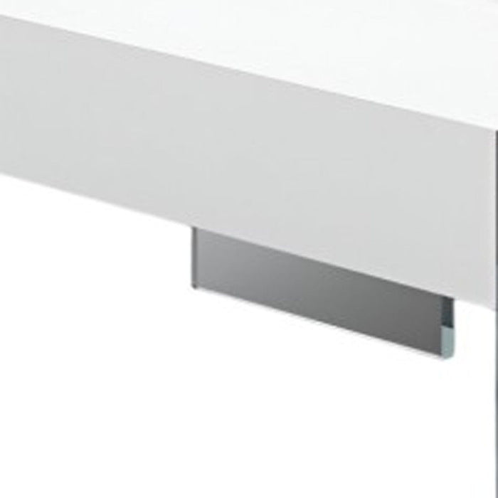 47" Wood And Glass Square Sled Coffee Table - White And Clear