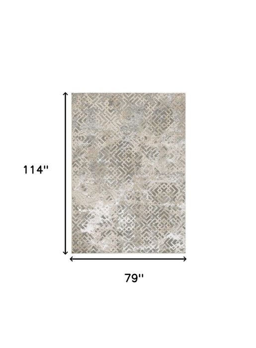 6' x 9' Polyester Area Rug - Sand Silver