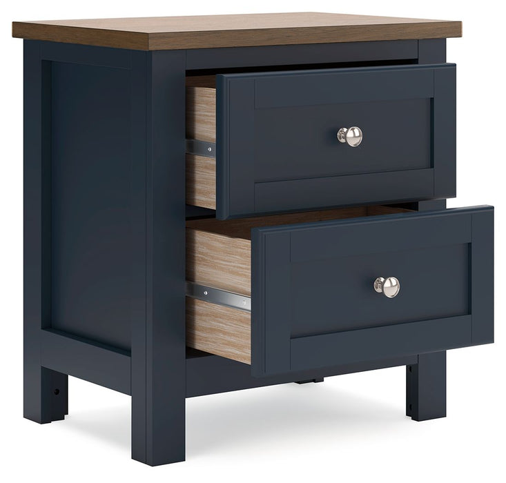 Landocken - Two Drawer Night Stand - Brown / Blue
