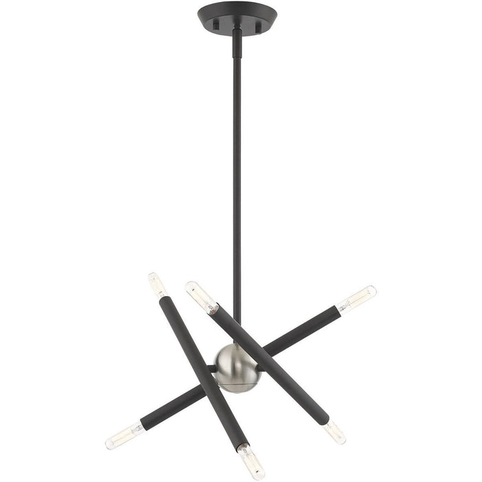 15" Six Light Dimmable Chandelier With Shades - Gray