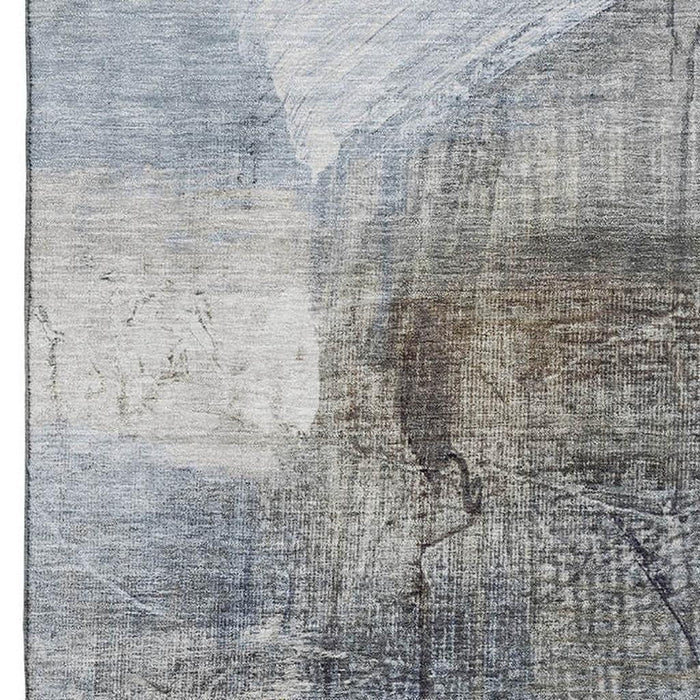 10' X 14' Abstract Washable Area Rug With UV Protection (718418) - Sky Blue / Gray