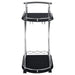 CoasterEveryday Elfman 2-tier glass shelf metal bar cart in black and chrome with sturdy frame and modern design.