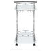 CoasterEveryday Elfman 2-tier glass shelf metal bar cart with white and chrome finish, featuring sleek design and sturdy construction.