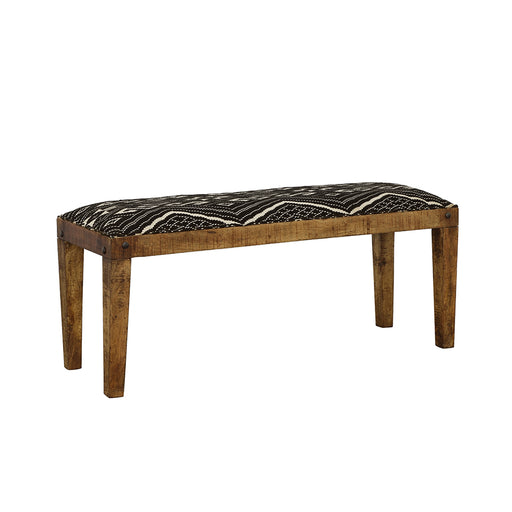 CoasterEssence Lamont fabric upholstered accent bench in black with natural wood legs