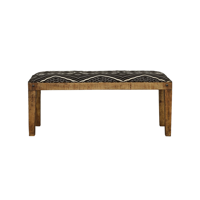 CoasterEssence Lamont fabric upholstered accent bench in black and natural finish