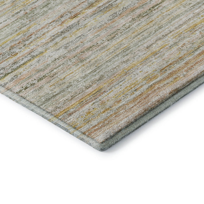 10' X 14' Striped Washable Area Rug With UV Protection (692370) - Sage / Ivory / Gold