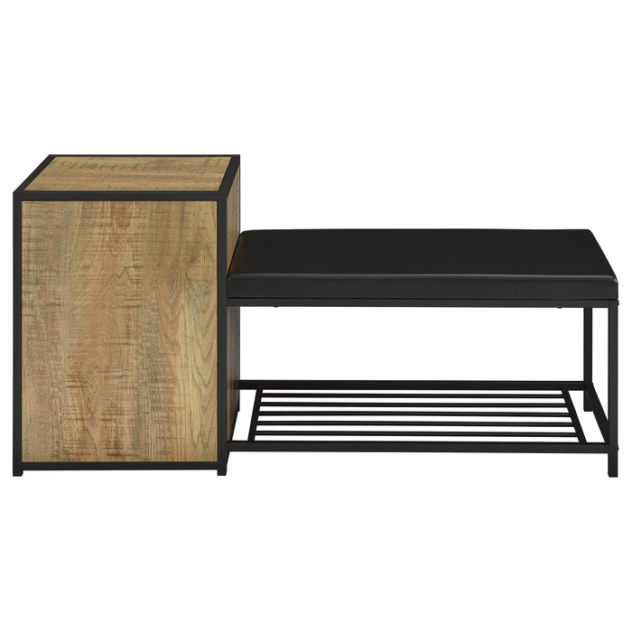 Martino Shoe Storage Entryway Bench with Cabinet Mango and Black