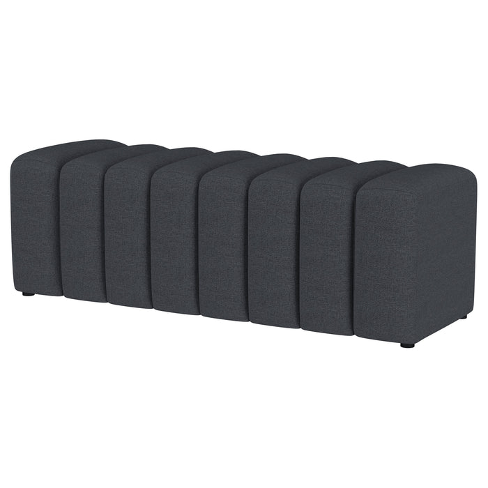 Summer Fabric Upholstered Tufted Accent Bench Charcoal