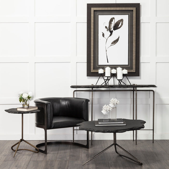 Stone End Table - Slate Gray And Black