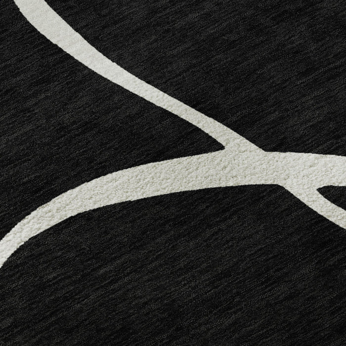 10' X 14' Abstract Washable Area Rug With UV Protection (678622) - Black / Ivory