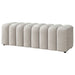 CoasterEveryday Summer upholstered channel accent bench in greige fabric with padded seat and modern design