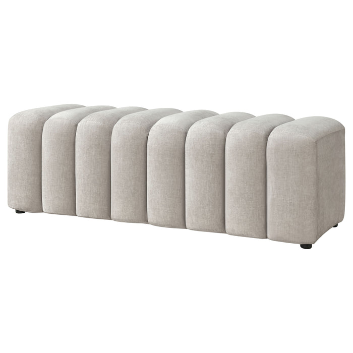 Summer Chenille Upholstered Channel Accent Bench Beige