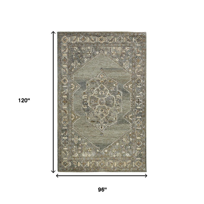 8' X 10' Wool Oriental Hand Tufted Area Rug - Ivory