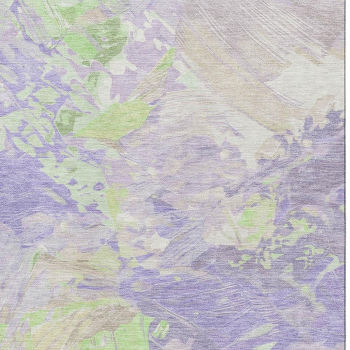10' X 14' Abstract Washable Area Rug With UV Protection (697980) - Lavender / Green / Beige