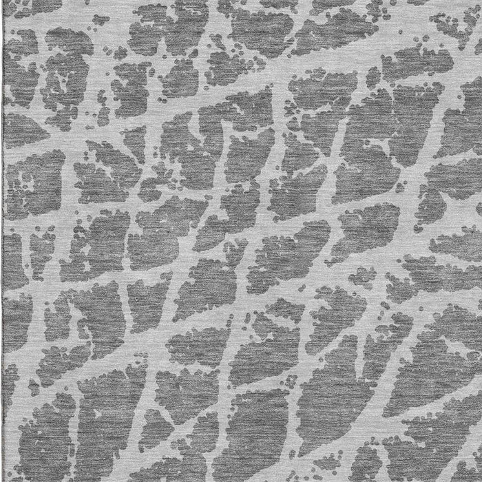 5' X 8' Abstract Washable Area Rug With UV Protection (646532) - Charcoal / Ivory