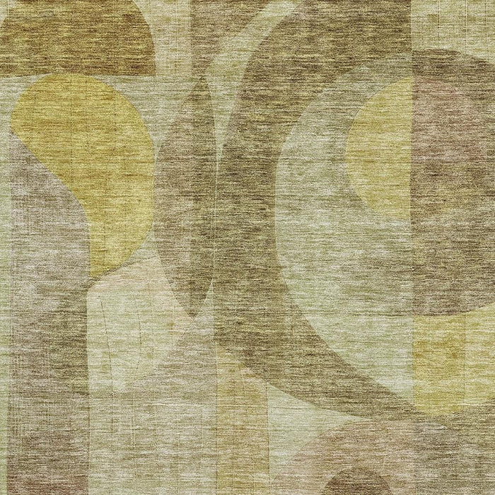 10' X 14' Abstract Geometric Washable Area Rug With UV Protection (684828) - Wheat / Beige / Gold