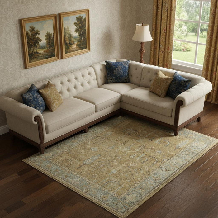 12' X 15' Wool Floral Hand Knotted Area Rug (512610) - Blue / Gray / Brown