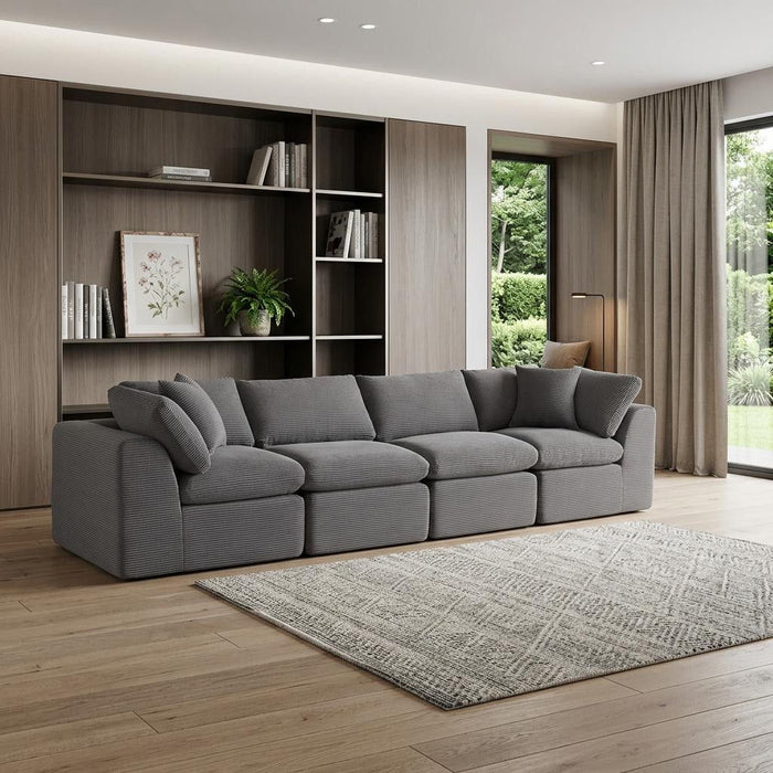Corduroy Modular Sofa Chaise With Toss Pillows (725198) - Dark Gray