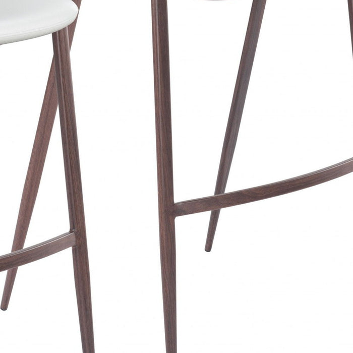29" Steel Low Back Bar Height Bar Chairs (Set of 2) - White And Brown