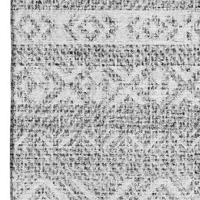 9' X 12' Southwestern Washable Area Rug With UV Protection - Gray And Silver