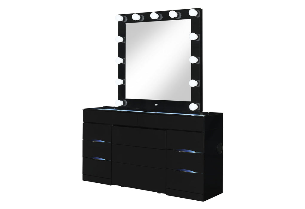 Ella - Vanity Set With Storage Stool - Black