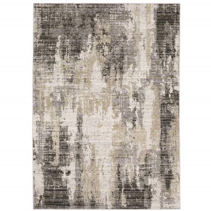 10' x 13' Abstract Power Loom Area Rug - Ivory And Gray
