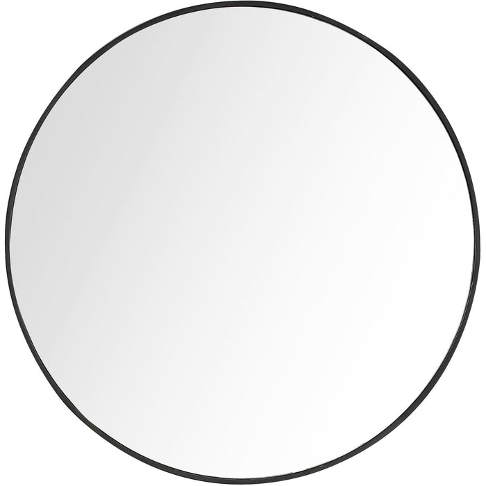 32" Round Framed Accent Mirror - Black