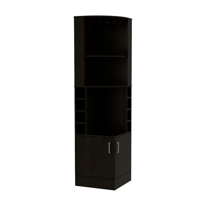 71" Wood Corner Bar Cabinet With Two Doors - Black