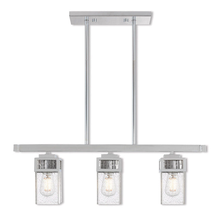 10" Three Light Dimmable Chandelier With Shades - Silver
