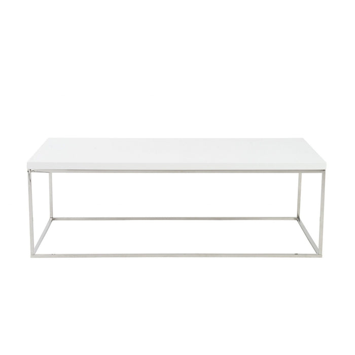 47" Metal Coffee Table - White And Silver