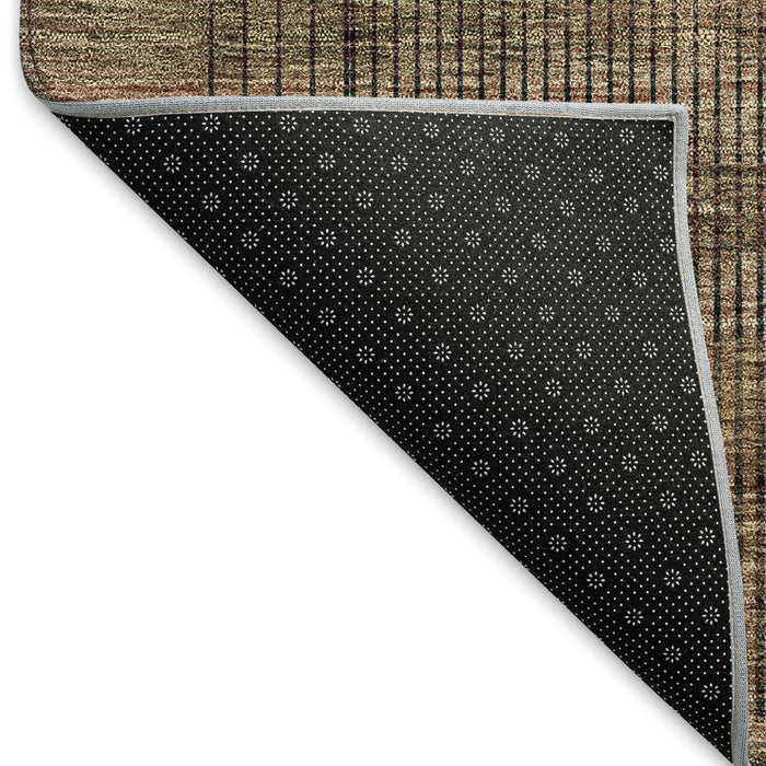 10' X 14' Striped Washable Area Rug With UV Protection - Rust And Gray