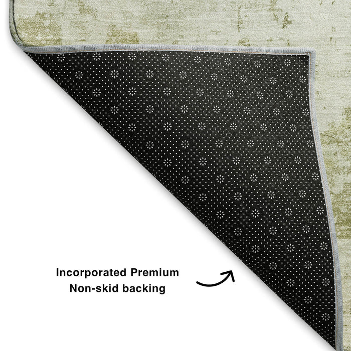 10' X 14' Abstract Washable Area Rug With UV Protection (700721) - Sage / Ivory