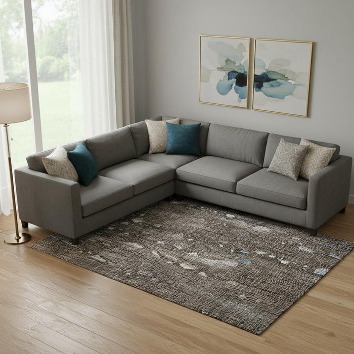 10' X 14' Abstract Washable Area Rug With UV Protection (717548) - Chocolate / Beige