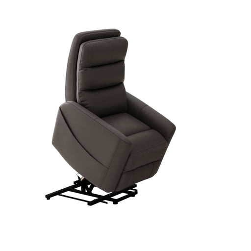 Giga Bentley power lift chair with full recline, plush upholstery, and built-in USB charging port for added convenience.