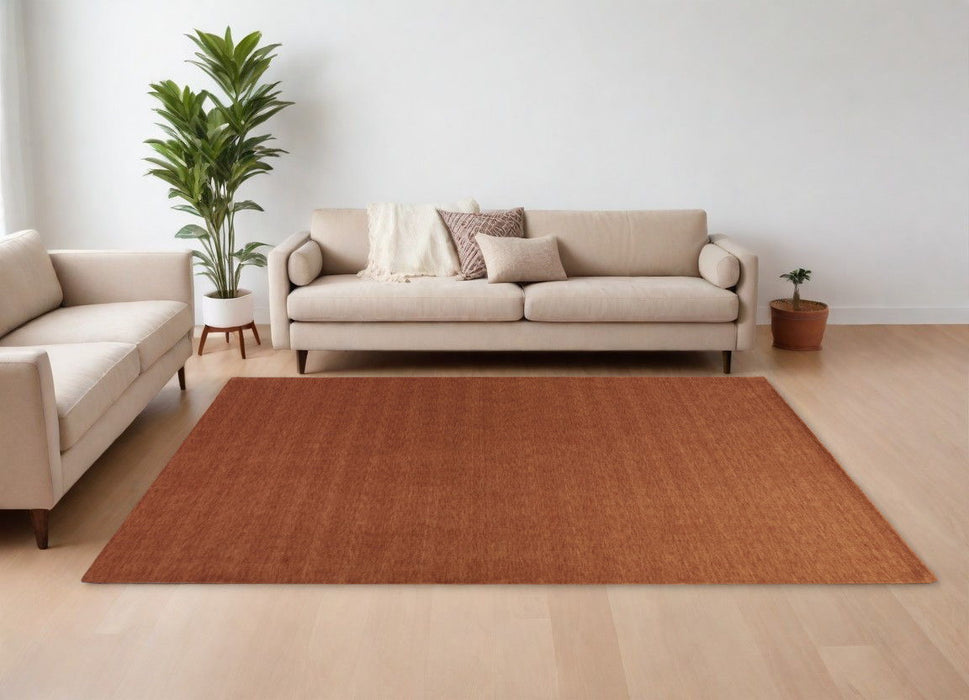 9' x 13' Wool Hand Woven Area Rug - Orange