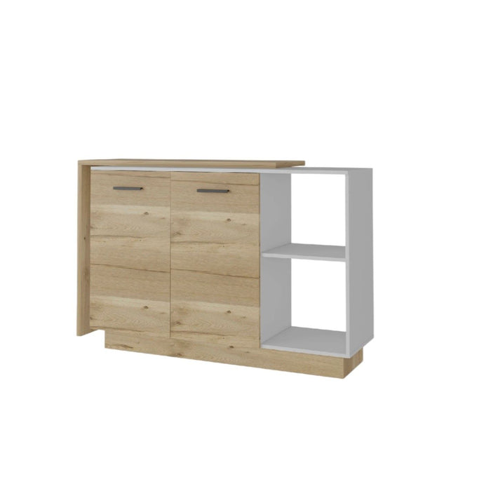 59" Wood Kitchen Island Set With Storage - Natural / White