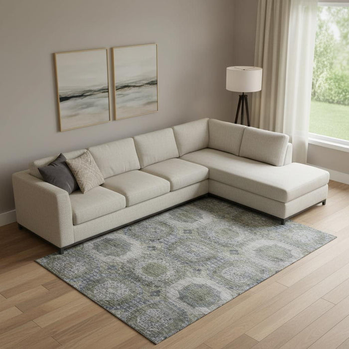 10' X 14' Abstract Geometric Washable Area Rug With UV Protection (708958) - Coffee / Gray