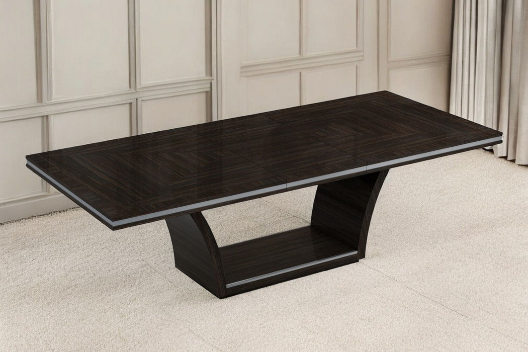 98" Solid Wood Self-Storing Leaf Pedestal Base Dining Table - Dark Brown