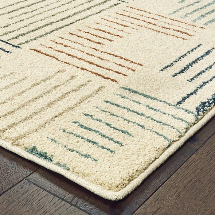7' x 10' Neutral Tone Scratch Indoor Area Rug - Ivory Multi