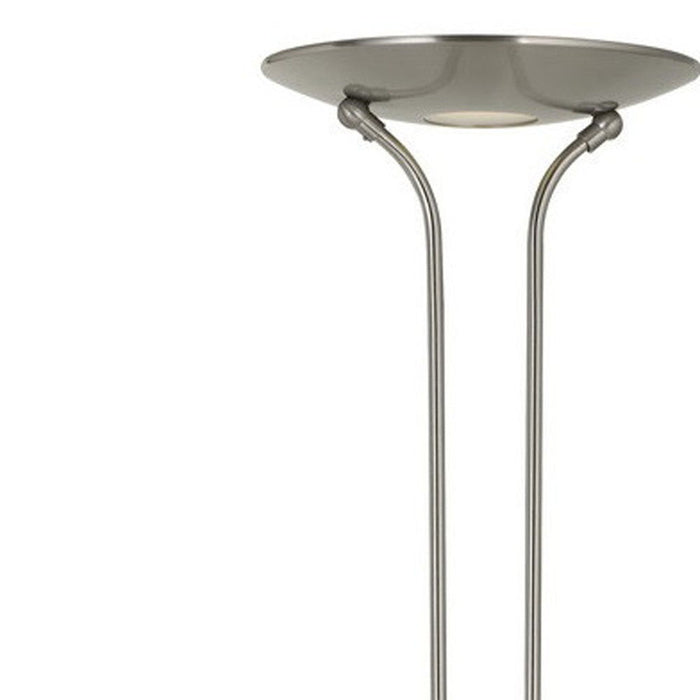 Led Torchiere Floor Lamp With Nickel Dome Shade - Nickel